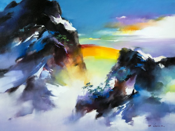 “Rainbow Mountain” Original Oil on Canvas by Thomas Leung