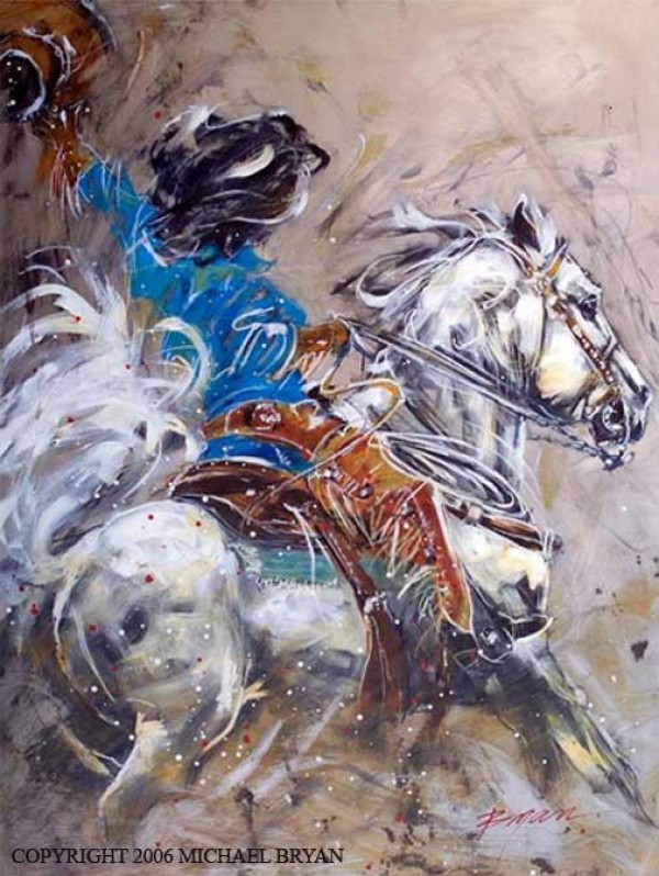 "Cowgirl (Yeee Haaaa)” Giclee/Paper Hand-Embellished with Metal by Michael Bryan
