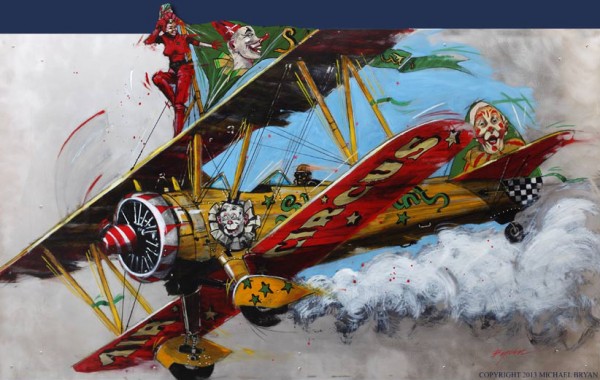 "Wing Walker" Air Circus Original on Aluminum, Hand Cut and Constructed 