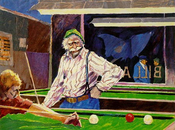 "Billiards at Cafe Paloma" Serigraph by Aldo Luongo