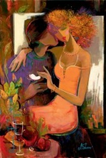 "Love Blooms" Giclee on Hand Textured Canvas by Irene Sheri