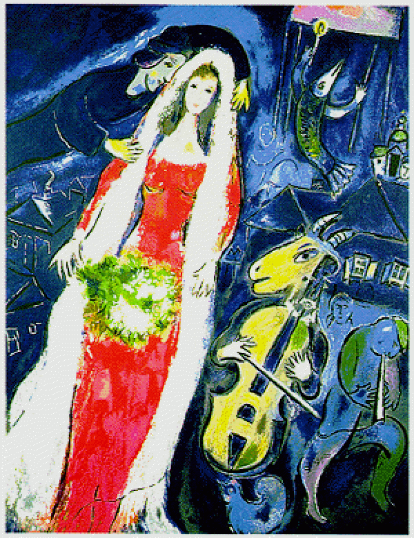 "Maries aux Village" (Marriage in the Village" Plate-Signed Serigraph by Marc Chagall